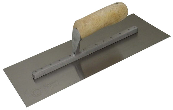 Circle Brand Signature Series Flat Finishing Trowel with Curved Wood Handle