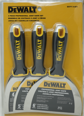 DEWALT Stainless Steel Joint Knife Set with Soft Grip Handle - 4", 5", 6"